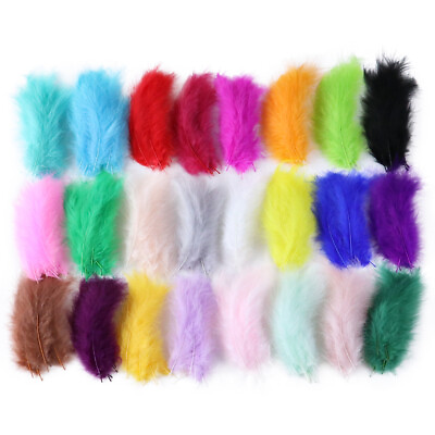 #ad 50 200Pcs Natural Fluffy Marabou Turkey Feathers Crafts 10 15cm Wedding Party $5.99