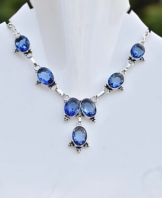 #ad Blue Tanzanite 925 Sterling Silver Gemstone Handmade Jewelry Necklace Size 17 18 $13.99