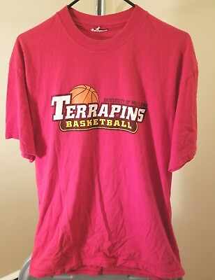 #ad Maryland Terrapins NCAA Vintage Red Terrapins Basketball Large T Shirt $26.99