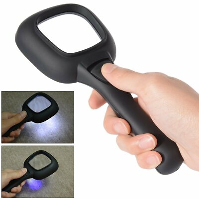 #ad 3X Handheld Glass Magnifier Loupe Magnifying LED amp; UV Light Jewelry Reading Lens $8.56