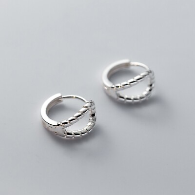 #ad 925 Sterling Silver Small Huggie Hoop Earrings Women Men $13.01