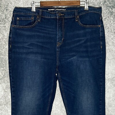 #ad Old Navy mens straight jeans size 40 x 36 stretch dark wash denim $15.63