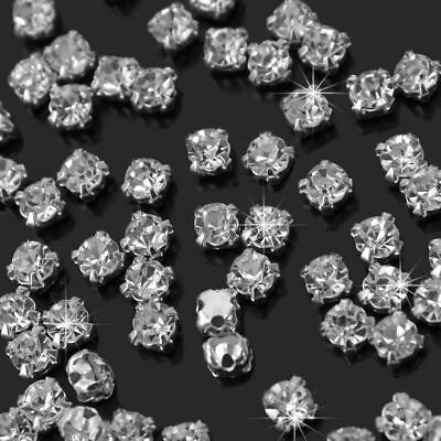 #ad Sew on Crystal Clear Glass Diamante Claw Set Rhinestones Silver Setting Glass GBP 3.09