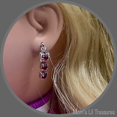 #ad #ad Red Rhinestone Dangle Doll Earrings • 18 Inch Fashion Doll Jewelry $6.00