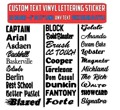 #ad Custom Text Vinyl Lettering Sticker Decal Personalized ANY TEXT ANY NAME 2 $35.50