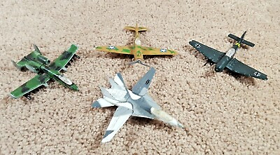 #ad Lot Of 4 Diecast Airplanes Tomcat F 14 P 40 Flying Tiger JU 87 Fairchild A142 $27.00