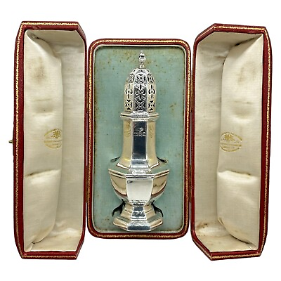 #ad STUNNING CASED BOXED STERLING SILVER SUGAR SHAKER CASTER ** LONDON 1910 ** GBP 324.95