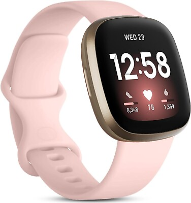 #ad Fitbit Sense Smartwatch FB512GLWT with Pink Band L and S $110.00