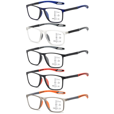 #ad Progressive Multifocus Reading Glasses Sport Square Anti Blue Light Reader TR90 $10.44