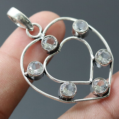#ad U3209 Crystal Quartz Sterling Silver Plated Pendant 2quot; Gemstone Jewelry $3.99