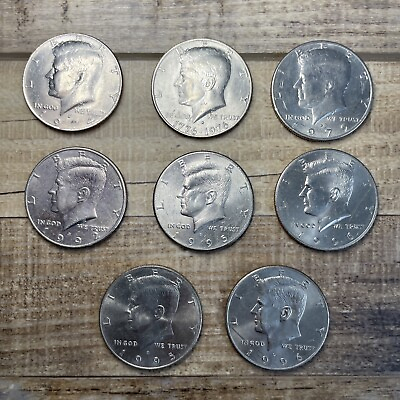 #ad JFK Kennedy Half Dollar Lot Of 8 Coins 74 76 79 92 95 96 Commemorative $14.99