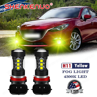 #ad New 50W Fog Lights Car H11 H8 LED Bulbs Upgrade Kit 4300K Yellow For Mazda 3 5 6 $17.74