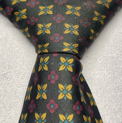 #ad Christian Dior Monsieur Necktie 100% Silk Designer Mens Geometric Daisy Black $5.99