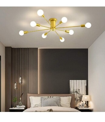 #ad Sputnik Chandelier Lighting Gold Pendant Ceiling Light Fixture Semi Flush Mount $37.90