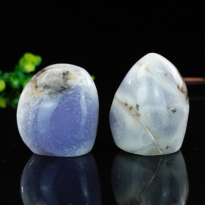 #ad Blue Chalcedony Polished Natural Crystal Energy Stone Reiki Healing Decoration $38.94