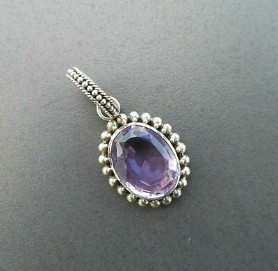 #ad Large Amethyst Pendant. Oval Stone Set in Sterling Silver $77.00