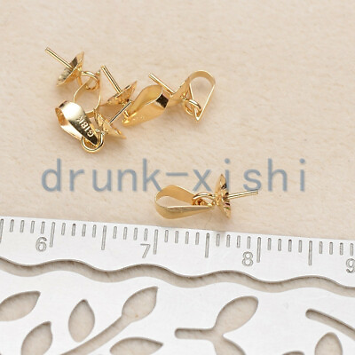 #ad 5pcs Wholesale 18K gold Pearl Pendant Clasp Bail Pin Setting DIY Jewelry Pendant $59.99