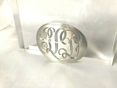 #ad Victorian Brooch Sterling Silver Heavy w Engraved Initials C Clasp 61. gr Estate $85.50