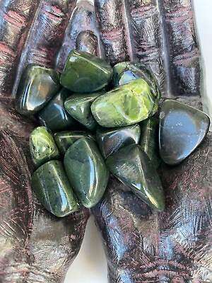 #ad 1X Canada Nephrite Jade Tumbled Stones 20 25mm Healing Crystal Health Wealth $2.97