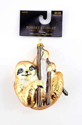 #ad Robert Stanley Sloth Jungle Animal Blown Glass Christmas Ornament New $9.99