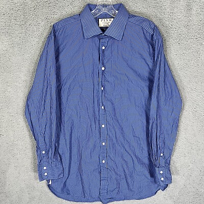 #ad Thomas Pink Dress Shirt Mens 17.5 35.5 Blue Striped The Sterling Long Sleeve $21.14