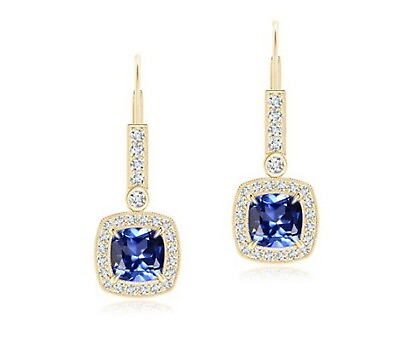 #ad 14KT Yellow Gold amp; 3.10Ct Natural Blue Tanzanite IGI Certified Diamond Earrings $424.15
