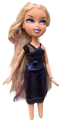 #ad Bratz Doll Magic Hair Cloe Long Blonde Hair W Purple Streaks Blue Dress $29.98