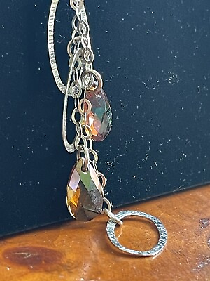 #ad Austrian Crystal Amber amp; Sterling Lariet style necklace $189.00