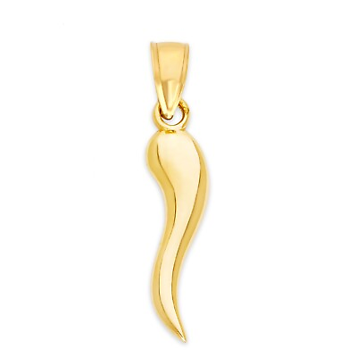 #ad Solid Gold Italian Horn Pendant in 10 or 14k Religious Necklace Jewelry Gifts $79.99