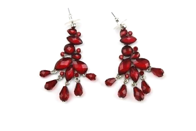 #ad New Red Chandelier Earrings Dangle Simulated Gemstones $3.50