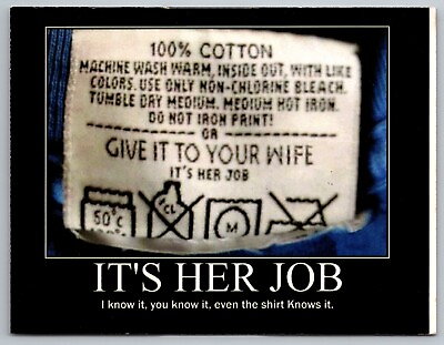 #ad Sexist anti feminist postcard depicting instructions for washing a shirt. $14.88