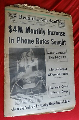 #ad July 15 1969 Boston American Newspaper TONY CONIGLIARO Apollo 11 Cassius Clay $27.00