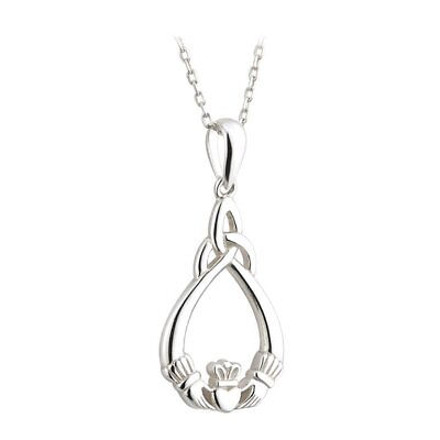 #ad Solvar Sterling Silver Claddagh Trinity Knot Necklace Irish Made $50.20