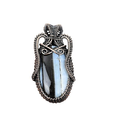 #ad Owyhee Blue Opal Wire Wrapped Pendant Handcrafted Copper Holiday Jewelry 2.76quot; $22.80