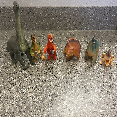 #ad Dinosaur Toy Lot 6 Dinos Triceratops Apatosaurus Brachiosaurus And More $17.95