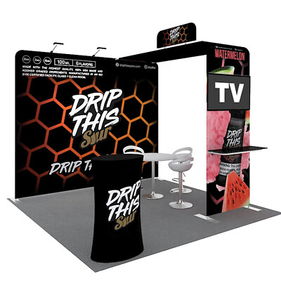 #ad 10ft Portable Trade Show Display Booth Exhibition Expo with Custom Graphic Print $1290.00