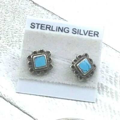 #ad #ad Vintage Sterling Earrings 925 Silver Turquoise Gemstone Tiny Stud NO OFFERS $10.00
