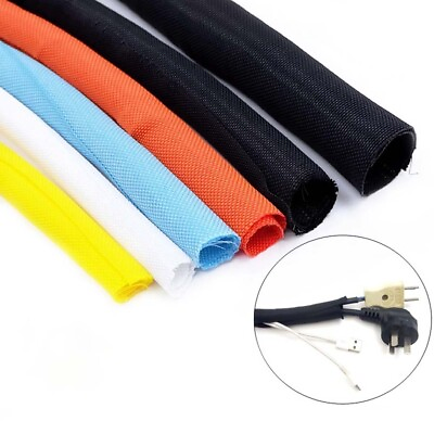 #ad Many Colours Braided Split Cable Wire Sleeve Self WRAP Wire Harnessing Sheathing $3.32