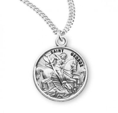 #ad Saint George Round Sterling Silver Medal Size 0.9in x 0.7in $89.99