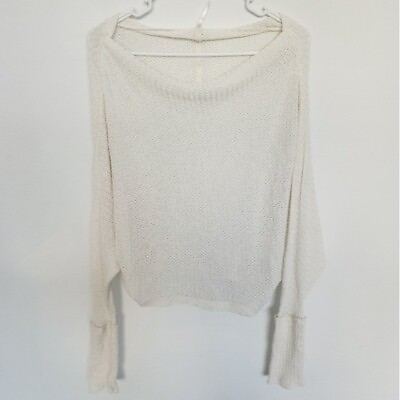 #ad Free People Modal Boatneck Cream Light Long Sleeve Top S $35.00