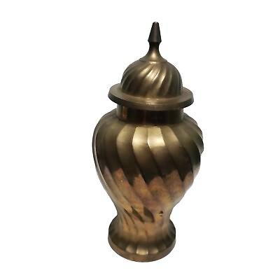 #ad Vintage Brass Swirl Lidded Ginger Jar Urn Made in India $18.99