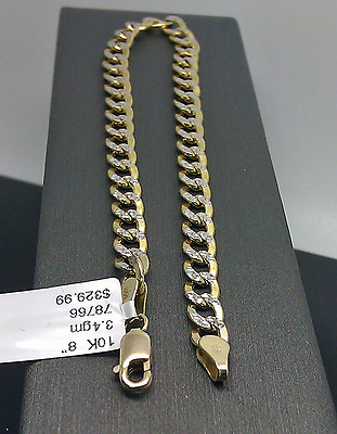 #ad 10K Gold Bracelet Real Cuban Link Diamond Cut 5mm 7quot; for small wrist $225.92