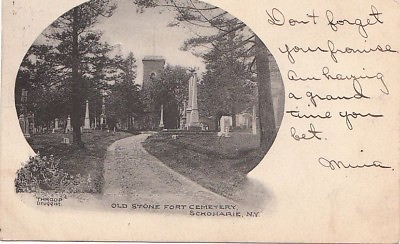 #ad Postcard Old Stone Fort Cemetery Schoharie NY $17.12