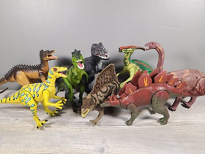 #ad Lot of 8 Assorted Dinosaurs Tyrannosaurus rex Stegosaurus Velociraptor etc. $29.99