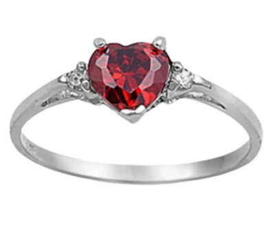 #ad NEW Genuine Ruby Red Heart gemstone and CZ Sterling Silver . 925 Sizes 6 9 $34.00