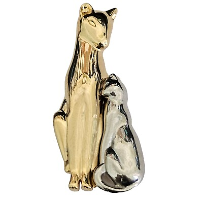 #ad Kitty Cat Silver amp; Gold Brooch Pin $9.99