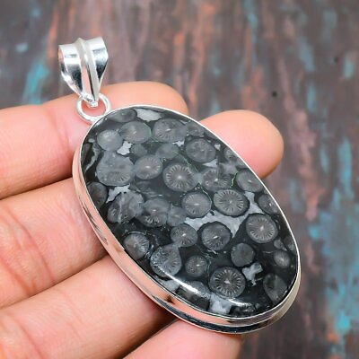 #ad Black Fossil Coral Gemstone Handmade Jewelry Pendant 2.36quot; t099 $5.99