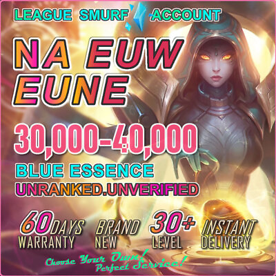 #ad NA EUW EUNE OCE League of Legends 30K BE Capsules Level 30 Unranked Smurf $3.99