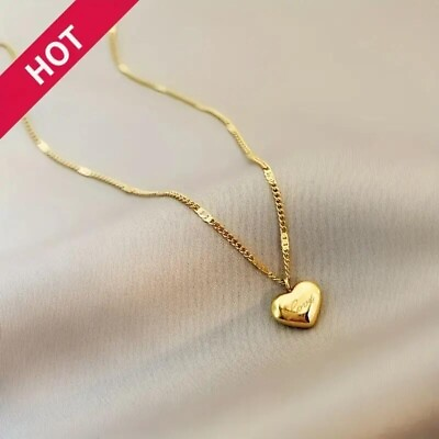 #ad Fashion Women Heart Gold Plated Stainless Steel Pendant Fashion Necklace Gift $9.98