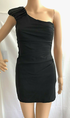 #ad Junior#x27;s Speechless Black Bodycon Formal Mini Dress 1 Shoulder w Folds Size 3 $19.99